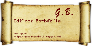 Göncz Borbála névjegykártya